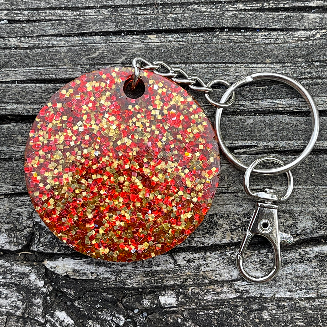 Red and Gold Glitter Teardrop Digital Business Card NFC Tag